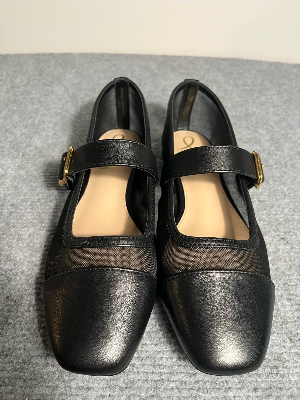 Sam Edelman Black Mary Jane Flats with Gold Buckle